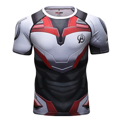 Ropa deportiva Marvel, camiseta de compresión de manga corta para hombre, para entrenamiento, deportes atléticos, fitness, gimnasio, running.
