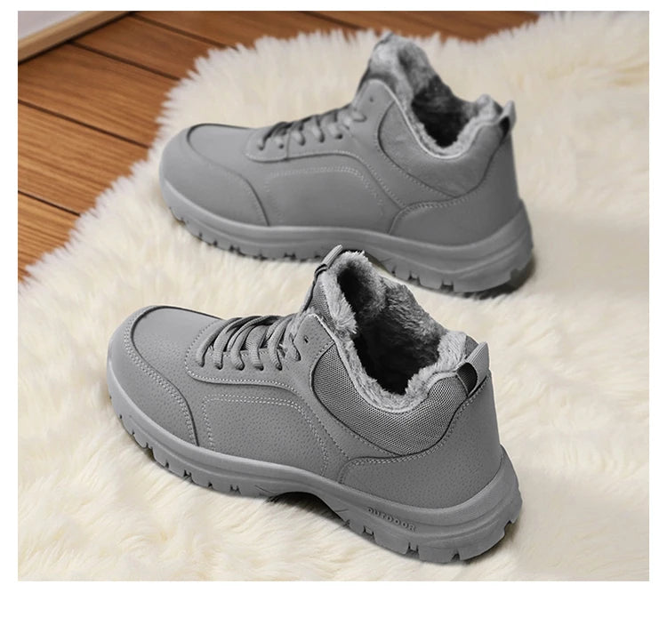 Botas de nieve de gran tamaño para hombre, zapatos de invierno de algodón, botines, zapatos de trabajo para hombre, botas de cuero impermeables de alta calidad, Bota Masculina