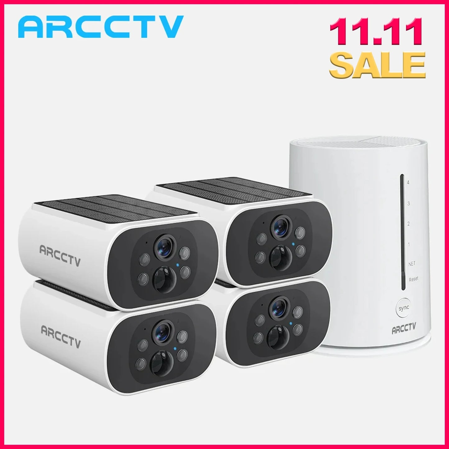 Kit de cámara ARCCTV de 4 MP con batería solar y wifi, sistema de vigilancia y alarma con sirena y detección humanoide, para exteriores.