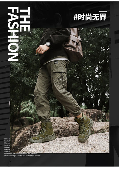 Botas tácticas para hombre con correas para entrenamiento de combate, impermeables, transpirables, ideales para senderismo y uso multifuncional en motocicleta.