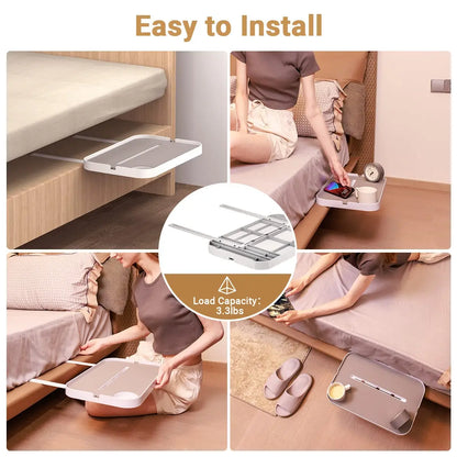 Estante de noche para cama, mesita de noche debajo del colchón, organizador de dormitorio, almacenamiento de cama, mesita de noche, bandeja de noche para cama con somier