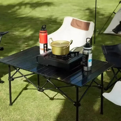Mesa plegable para acampar al aire libre, mesas de picnic al aire libre, almacenamiento portátil, organizador portátil y liviano, escritorios plegables, mesa enrollable tipo huevo