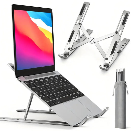 Soporte multifuncional para computadora portátil con siete niveles ajustables en ángulo, soporte plegable para computadora portátil, escritorio, elevación y refrigeración, soporte para tableta