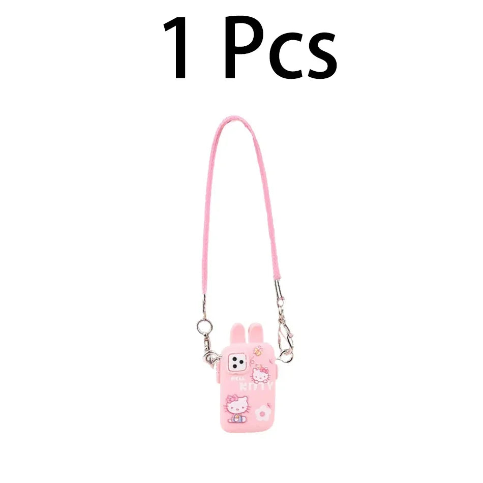 Accesorios para Labubu Accesorios para Crybaby Bolso para cámara de teléfono estilo dibujos animados Accesorios para muñecos de peluche Colgante Abanico Regalo de cumpleaños