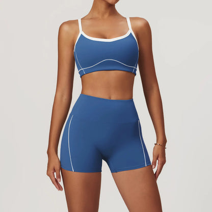 Conjunto deportivo de yoga FUBEIKE para mujer, de verano, color nude, ajustado, con espalda descubierta, ideal para gimnasio, ropa deportiva para mujer, para correr al aire libre.