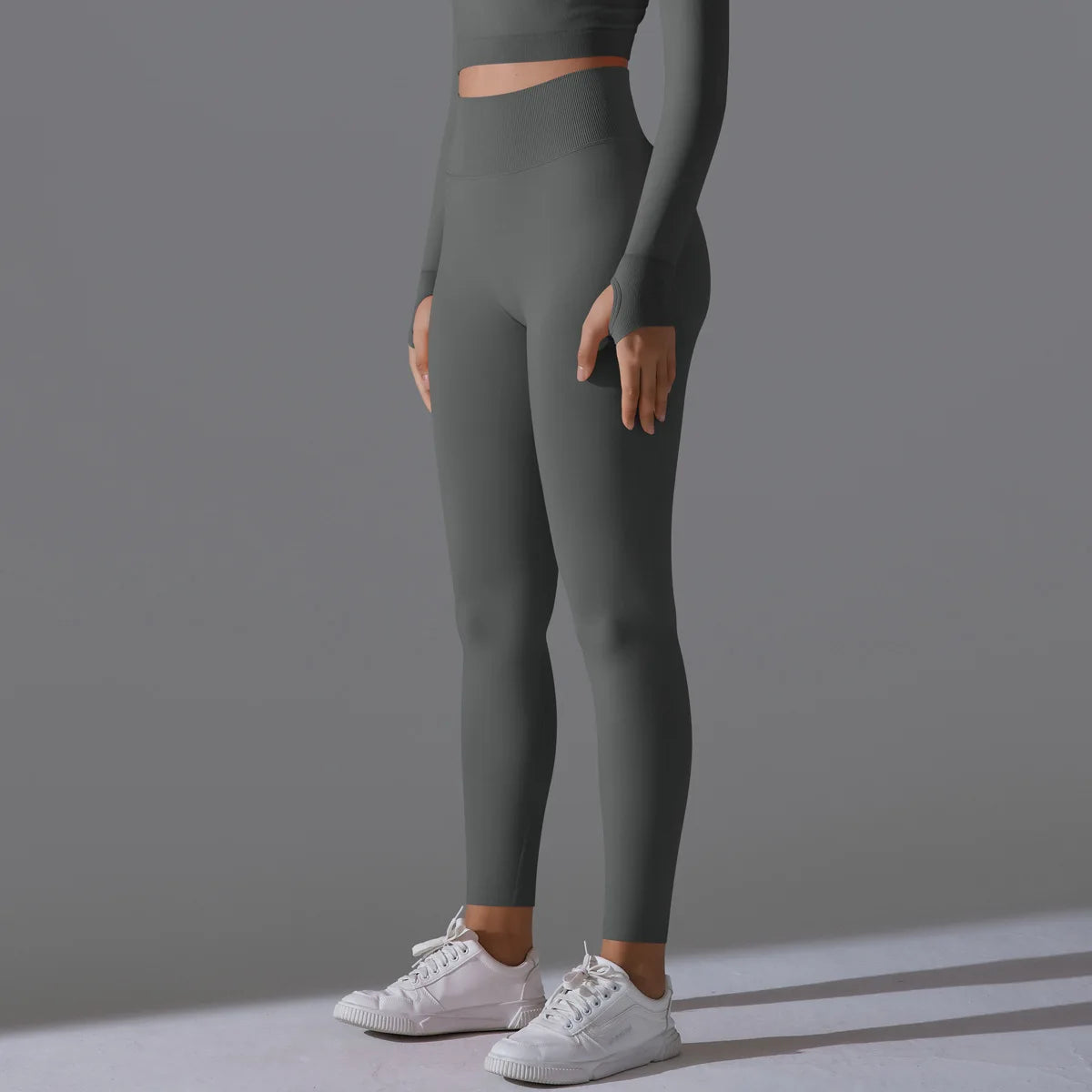 Leggings deportivos de yoga para mujer, sin costuras, cintura alta, elásticos, color sólido, para gimnasio, correr, secado rápido, realce y efecto moldeador.