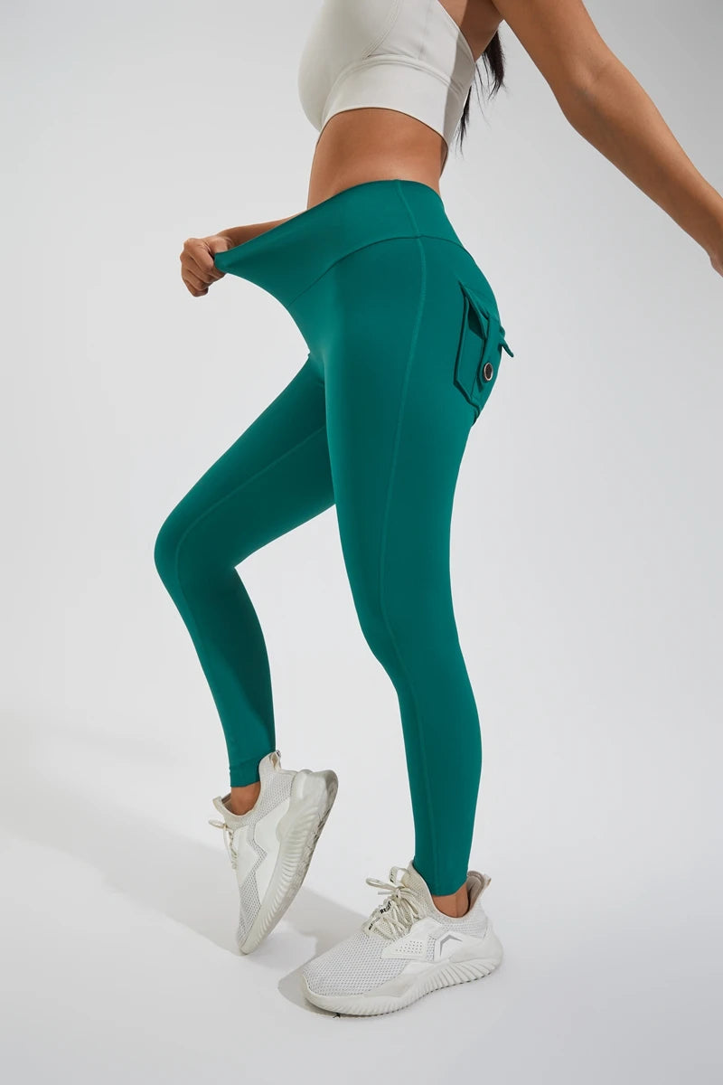 Pantalones de yoga DIAS FIT JOY de nailon, con bolsillo en los glúteos, ajustados, para mujer, deportivos, de fitness, realzan la cadera, transpirables, sin línea en T.