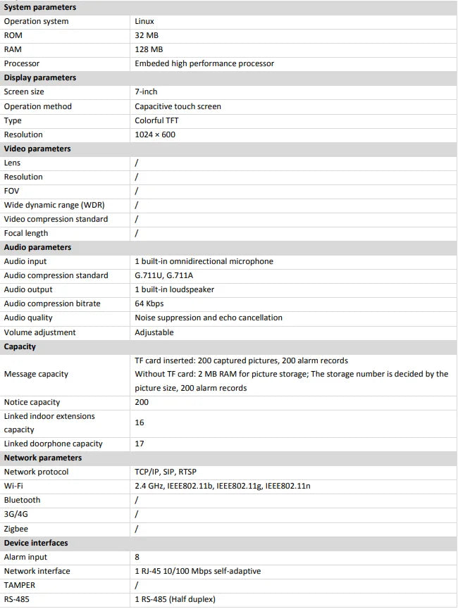 Videoportero Hikvision DS-KH6350-WTE1 multilingüe con estación interior IP, pantalla táctil de 7 pulgadas, PoE, Wi-Fi y monitor inalámbrico.