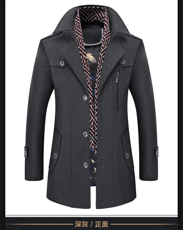 Chaqueta de lana lisa para hombre, estilo cárdigan, corte holgado, manga larga, cuello vuelto, estilo casual, 2025