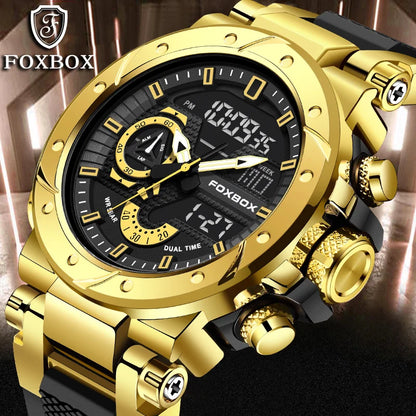 Reloj LIGE para hombre, correa de moda, deportivo, militar, calendario semanal, relojes de cuarzo, LED, pantalla dual, cronógrafo, relojes digitales para hombre