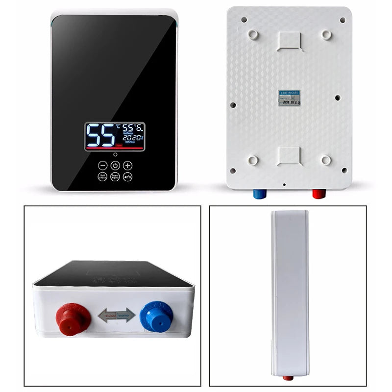 Calentador de agua eléctrico instantáneo DMWD con control remoto para baño y cocina, sin tanque, para ducha con grifo y pantalla LED de temperatura