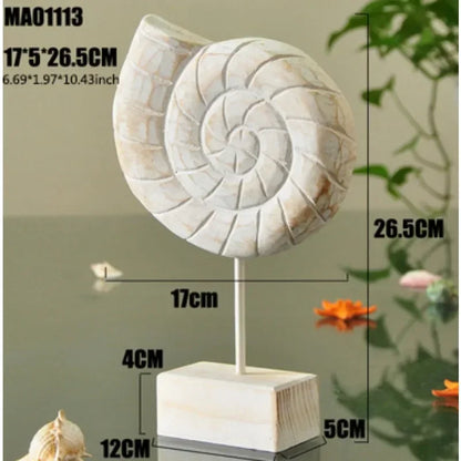 Accesorios de decoración del hogar de estilo mediterráneo, artesanías de madera, estrellas de mar, caracolas, hipocampo, tallado en madera, decoración marina para sala de estar.