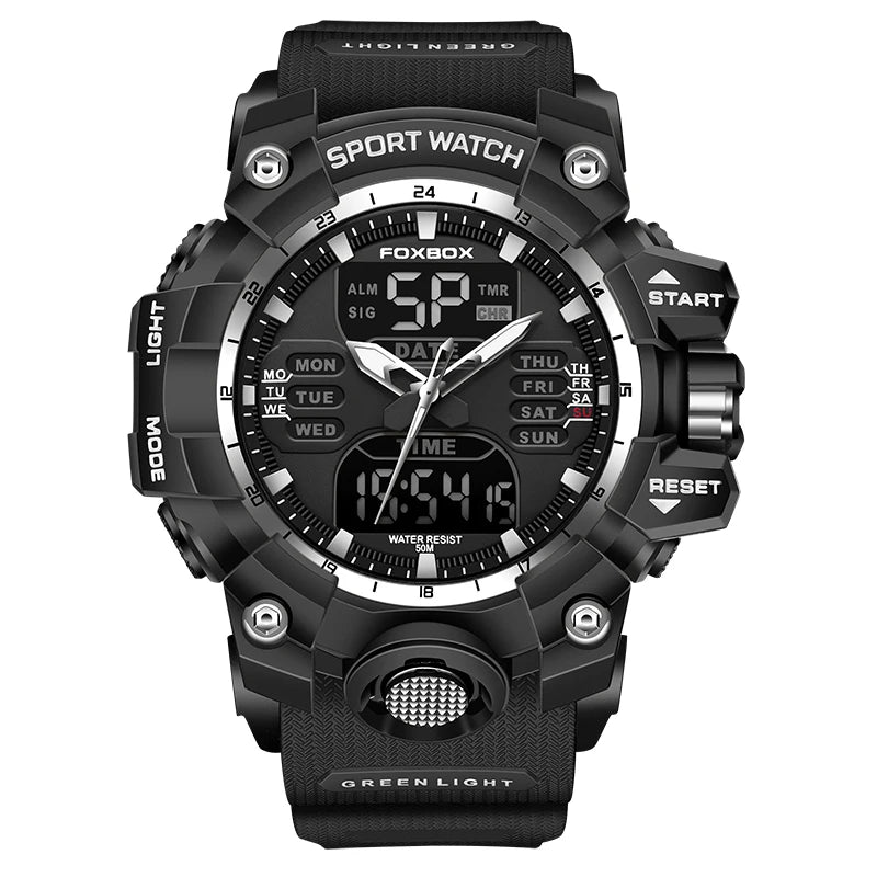 LIGE Reloj Original para Hombre, Reloj de Pulsera Deportivo Militar de Moda con Cronógrafo de Cuarzo, Relojes de Lujo con Doble Pantalla LED y Calendario para Hombre