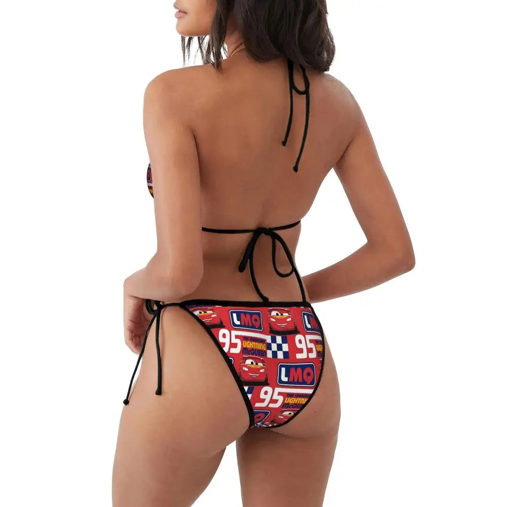Conjunto de bikini personalizado de Rayo McQueen, traje de baño de dos piezas, bikinis de coches para mujer, conjuntos de bikini triangulares sexys para mujer, traje de baño
