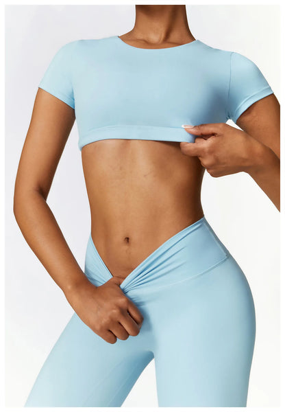 2PCS Seamless Yoga Set Women Workout Set Sportswear Gym Clothing Fitness Long Sleeve Crop Top High Waist Leggings Sports Suits