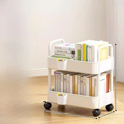 Librería móvil sencilla junto a escritorio con ruedas Escritorio de oficina debajo de almacenamiento en capas Ra Carrito pequeño Estantería de lectura