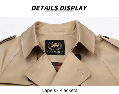 Super long windbreaker down liner  weatherproof men's trench coat British trend black trench coat men's casual coat