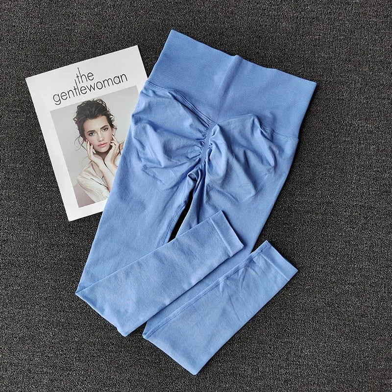 Pantalones de yoga deportivos sin costuras de cintura alta, leggings deportivos para levantar caderas, gimnasio, correr, de secado rápido, ajustados.