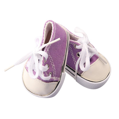 Accesorios para muñecas de color morado: equipaje, suéter, pijama, esterilla de yoga, zapatos, cámara y perchas para muñecas recién nacidas y americanas de 43 cm.