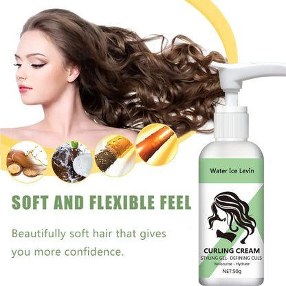Crema para peinar cabello rizado, fórmula hidratante y suavizante, mejora la elasticidad y el brillo del cabello rizado, fácil de fijar.