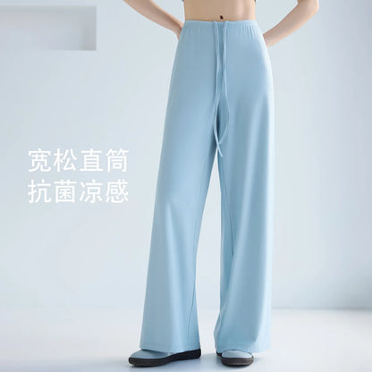 Pantalones de Yoga de Cintura Alta para Mujer, Pierna Ancha, Sueltos, Casuales, Deportivos, para Fitness, Correr, con Cordón Elástico XP207