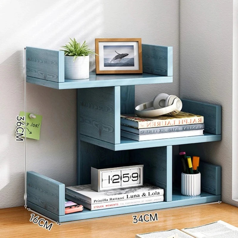 Estantería de escritorio para libros, estantería de almacenamiento y escritorio para el hogar, estantería pequeña para dormitorio, oficina, estante simple de varias capas