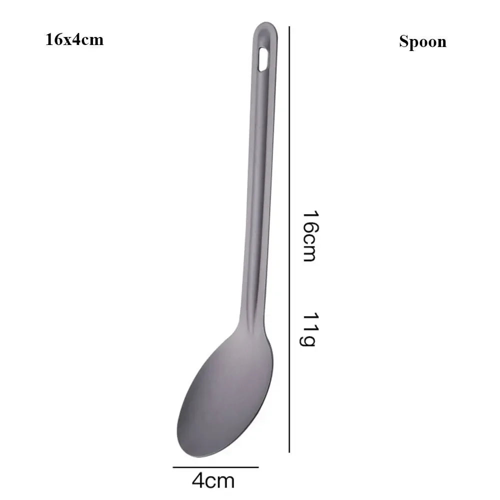 Cuchara de titanio portátil de mango largo, ligera y respetuosa con el medio ambiente, utensilios de cocina de titanio, cubiertos, tenedores, palillos, herramienta para exteriores de alta calidad.