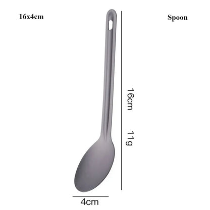 Cuchara de titanio portátil de mango largo, ligera y respetuosa con el medio ambiente, utensilios de cocina de titanio, cubiertos, tenedores, palillos, herramienta para exteriores de alta calidad.
