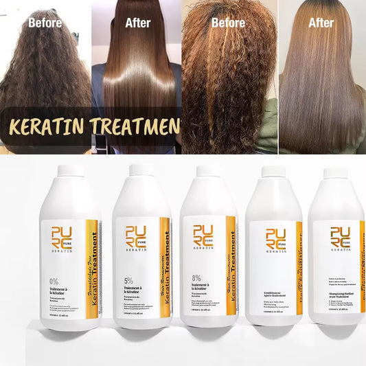 Tratamiento de alisado de queratina para cabello rizado y encrespado, 0%/5%/8%/12%, productos de salón de queratina brasileña, 1000 ml