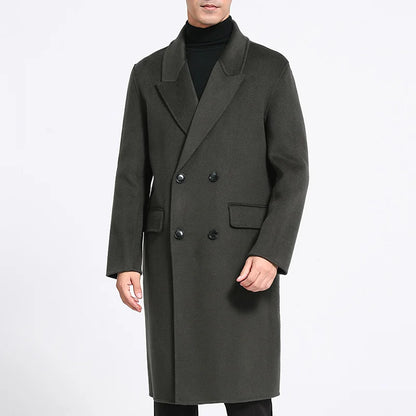 Autumn Winter New 100% Wool Double-sided Wool Coat Men's Korean Suit Collar Wide Fluffy Woolen Coat Simple and Luxurious