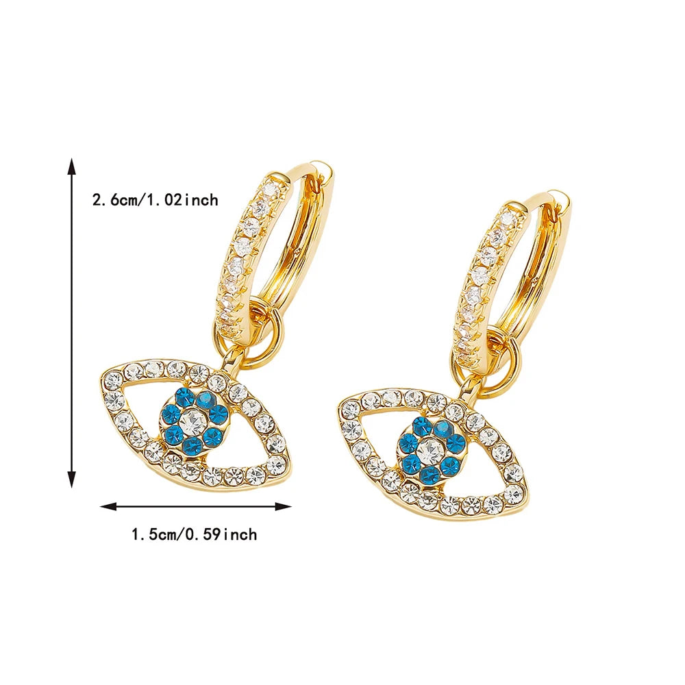 Pendientes de gota de ojo de demonio de cristal de moda euroamericana, joyería mística de ojo azul para mujer