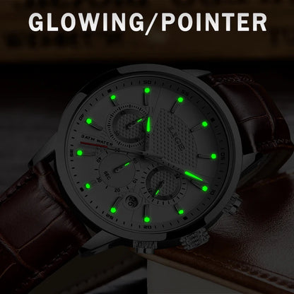 LIGE 2024 Reloj de lujo para hombre, reloj de cuarzo informal de negocios, reloj de pulsera de cuero a la moda para hombre, reloj impermeable para hombre
