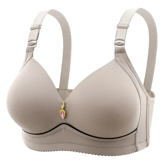 Sujetador sin aros de acero para mamá, transpirable, fruncido, para mujer, no magnético, copa fina, brillante, para mujeres obesas.