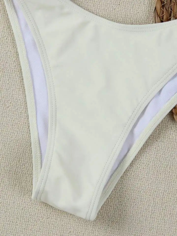 Conjuntos de bikini sin tirantes para mujer, traje de baño de dos piezas con efecto push up, bañadores sexys de color liso, ropa de playa sin espalda para mujer
