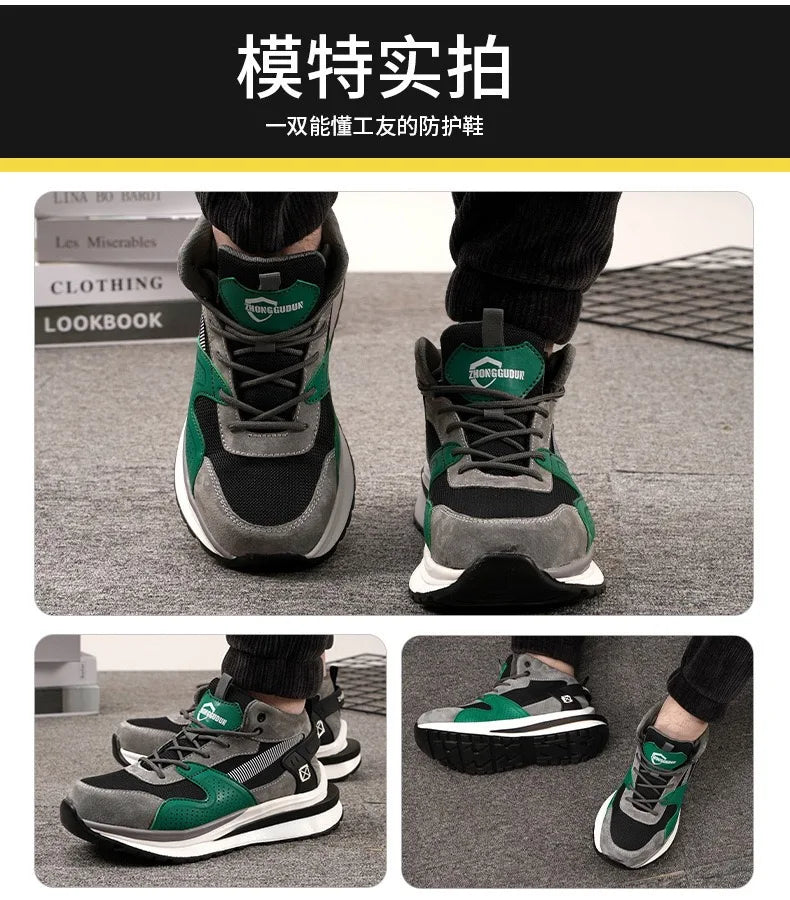 Nuevo calzado de seguridad para hombre, de cuatro estaciones, con puntera de acero antiaplastamiento y antiperforación, suela blanda antideslizante, para trabajo.