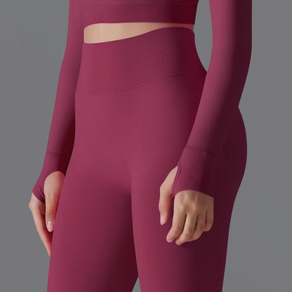 Leggings deportivos de yoga para mujer, sin costuras, cintura alta, elásticos, color sólido, para gimnasio, correr, secado rápido, realce y efecto moldeador.