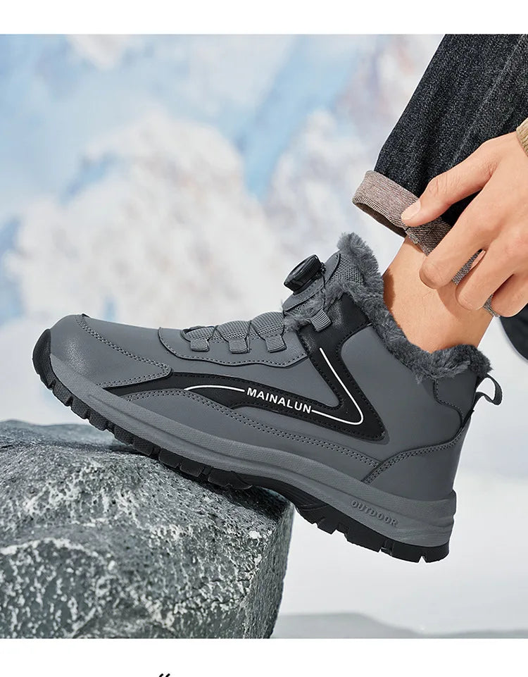 Botas de nieve para hombre, botas de senderismo cálidas y cómodas para invierno, zapatillas deportivas para hombre para exteriores, calzado deportivo impermeable, calzado de senderismo resistente al desgaste