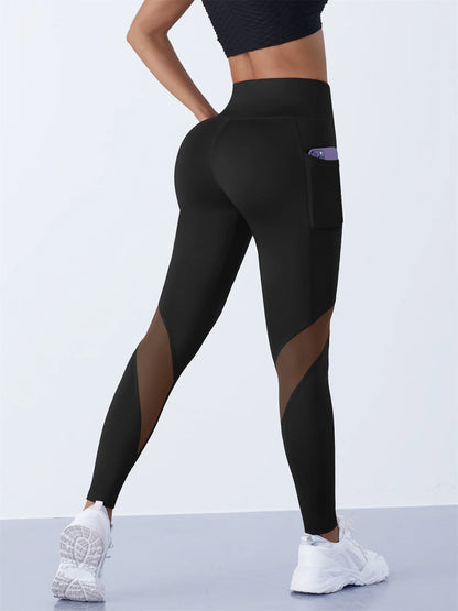 Women's Mesh Splicing Yoga Pants Shaping Leggings High Waist Tummy Control Lift Hips Running Workout Activewear Pants For Female