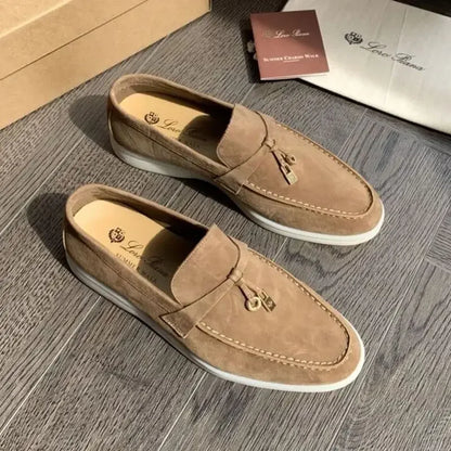 Mocasines planos unisex sin cordones para parejas, informales, de piel de oveja, con suela plana, para el tiempo libre, con punta redonda, de TPR, para primavera y otoño
