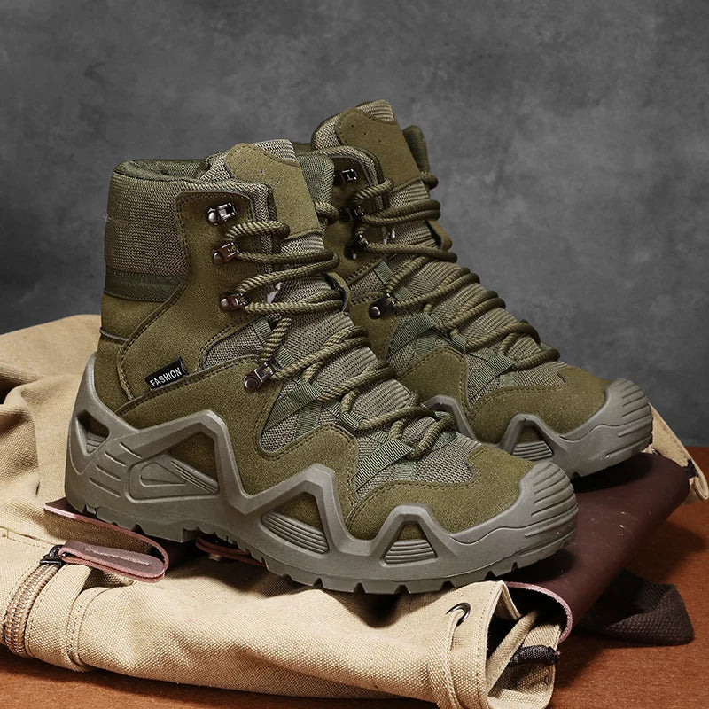Botas tácticas para hombre con correas para entrenamiento de combate, impermeables, transpirables, ideales para senderismo y uso multifuncional en motocicleta.