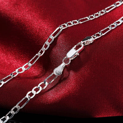 Cadena de plata 925 de 4 mm para hombre y mujer, conjunto de pulsera, collar y joyería, regalo de Navidad, dijes para boda.