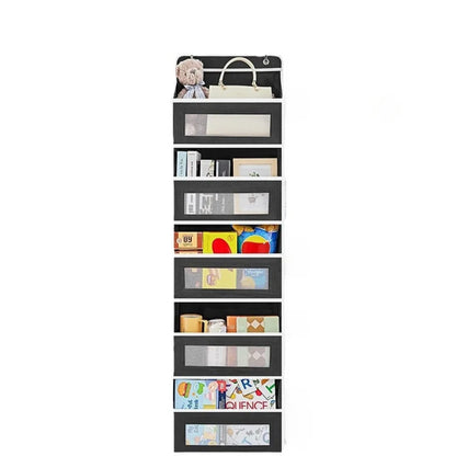 Organizador de almacenamiento colgante de 5 estantes, con puerta trasera, antivuelco, 5 bolsillos de gran capacidad, ideal para dormitorio y baño.