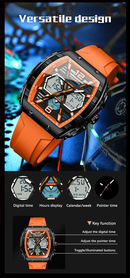 Reloj militar digital LIGE para hombre, resistente al agua hasta 50 m, LED, de cuarzo, deportivo, grande, Masculino