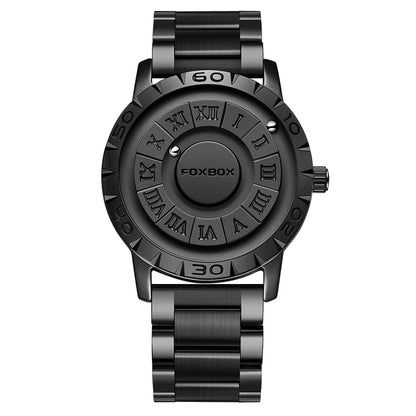 Relojes FOXBOX para hombre, marca de lujo, de cuero, resistente al agua, reloj de pulsera de cuarzo con puntero de desplazamiento y fuerza magnética.