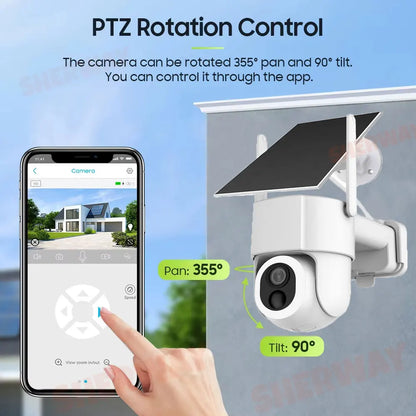 Cámara de seguridad WiFi solar Tuya para exteriores, inalámbrica, 5MP, batería de bajo consumo, cámara PTZ, detección de movimiento PIR, videovigilancia CCTV
