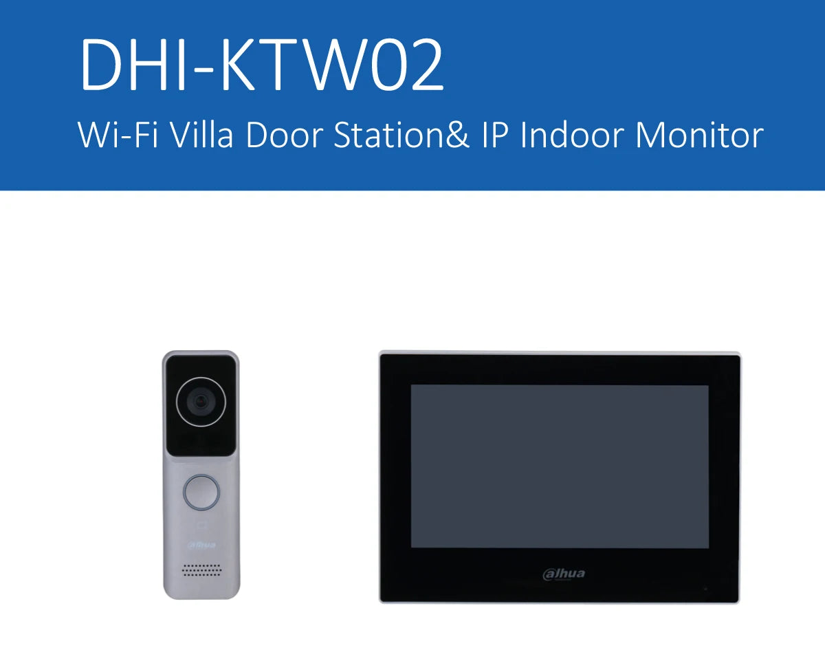 Dahua KTW02 VTO2311R-WP VTH2621G-WP Kit de videoportero con tarjeta IC PoE, WiFi, estación de puerta para villa, monitor IP para interiores, para hogar inteligente