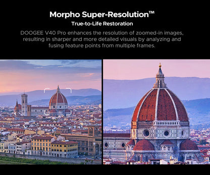 Teléfono robusto DOOGEE V40 Pro 5G versión global, pantalla de 6,78", 16 GB + 512 GB, dimensiones 7300, cámara con IA de 200 MP, 8680 mAh, cargador rápido de 33 W.