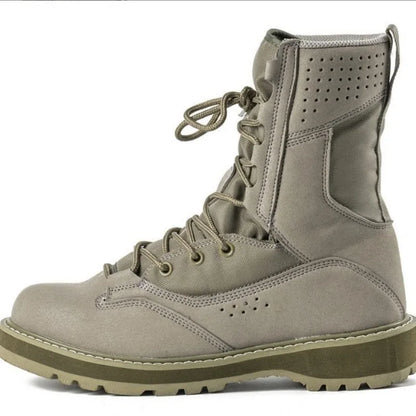 Botas altas de trabajo para hombre, color arena, negro, verde militar, para senderismo, entrenamiento y actividades al aire libre. Tallas 38 a 46.