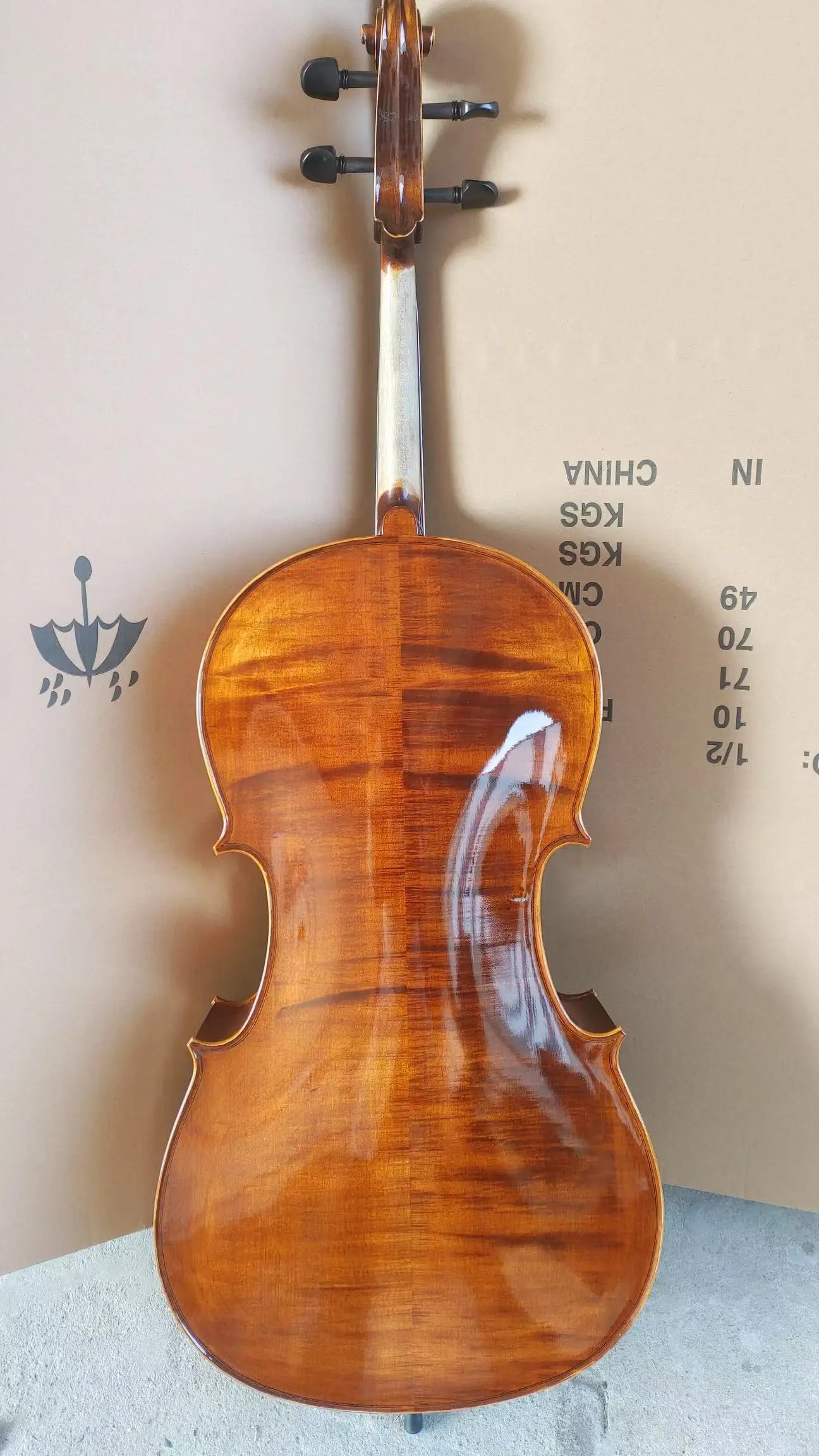 Violonchelo mate de tamaño completo 4/4 3/4 1/2 1/4, violonchelo flameado natural antiguo, instrumento musical acústico profesional
