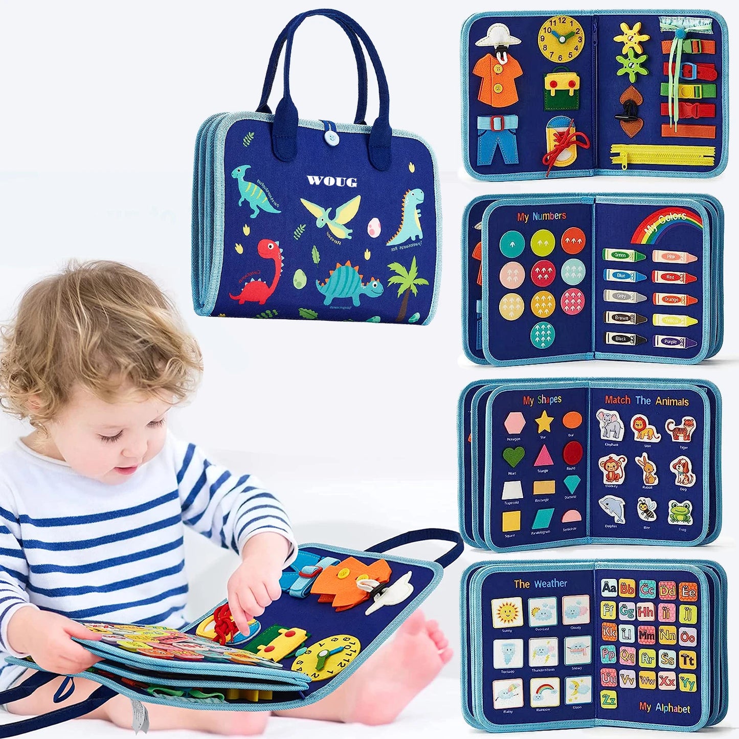 Tablero de actividades sensoriales Montessori Toys para desarrollar habilidades motoras, tablero de aprendizaje para niños pequeños, regalo de Navidad.
